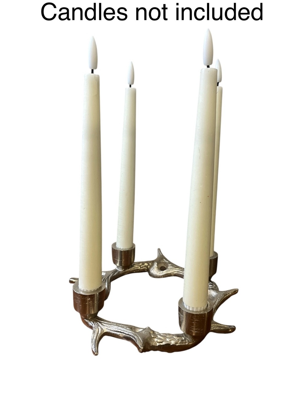 Rustic Antler Style Metal Candle Holder Ring Centerpiece Lodge Cabin Manly Decor
